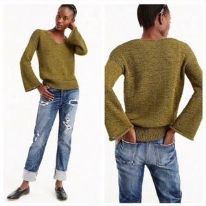 J Crew Olive Green Bell Flared Sleeve Sweater